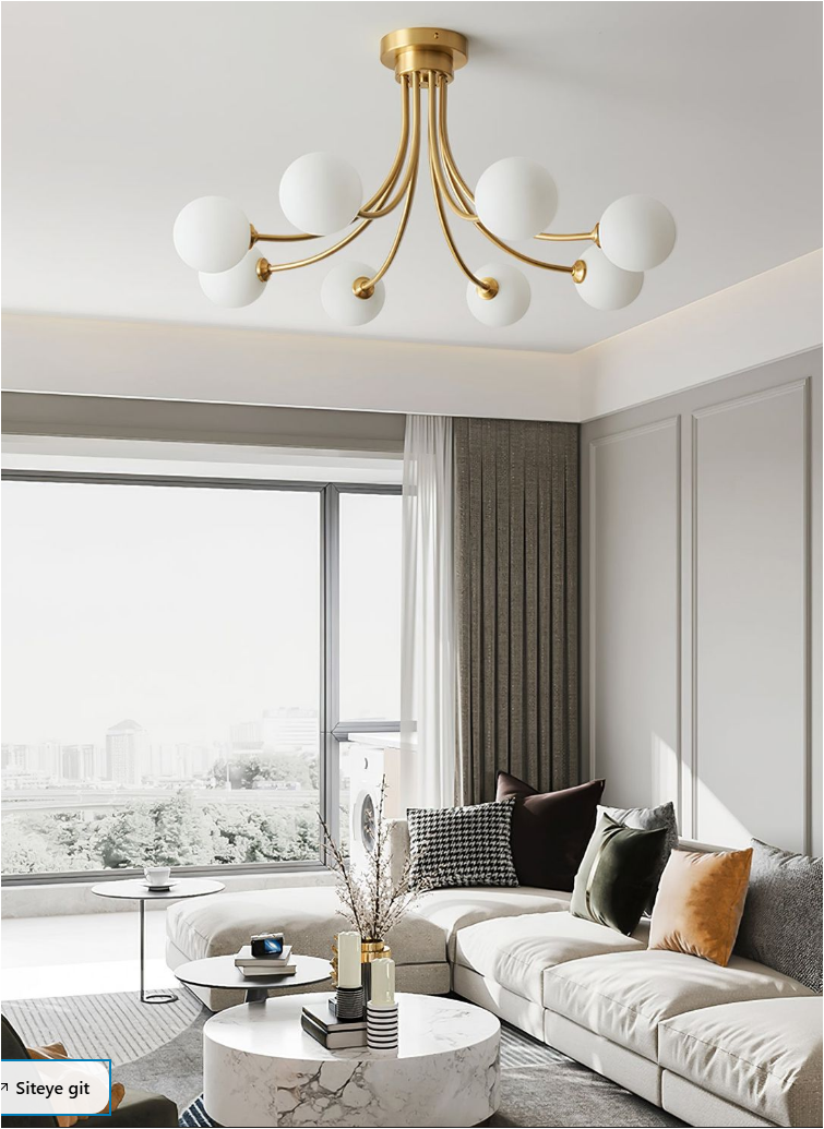 8 li glop camlı gold avize