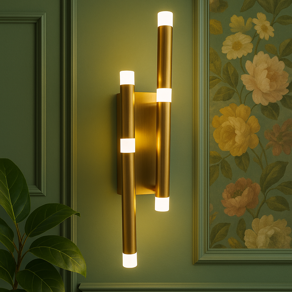 2 Boru Tip Led Aplik Bronz Pilli Elektrikli Şarjlı